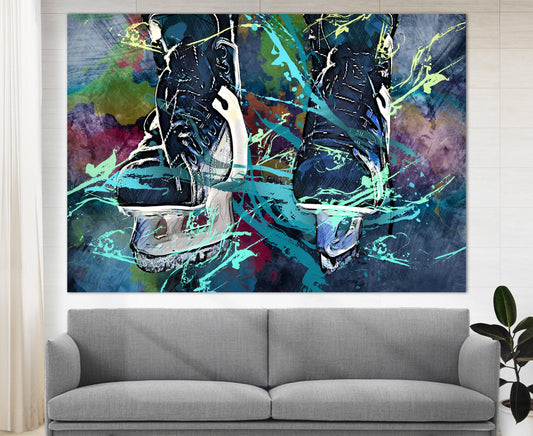 Ice Hockey Wall Art - Vintage Hockey Canvas Print | Retro Skates Decor
