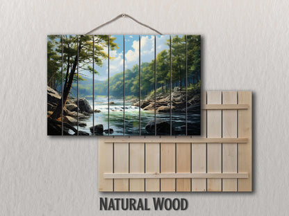 Wisconsin Wood Wall Art - Natural Wood Plank Decor | Wisconsin River Print