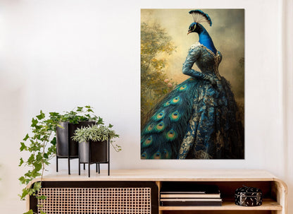 Abstract Peacock Canvas - Elegant Lady Peacock Painting | Ready to Hang Wall Art