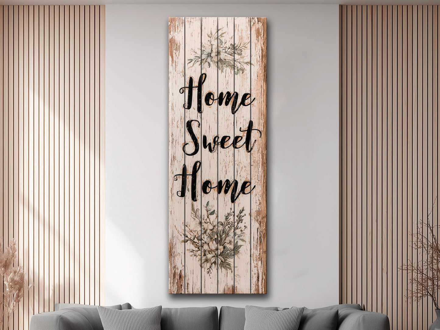 Rustic Wood Wall Art – Home Sweet Home Sign | Natural Linden Wood Plank Print