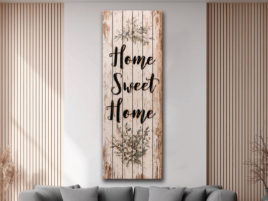 Rustic Wood Wall Art – Home Sweet Home Sign | Natural Linden Wood Plank Print