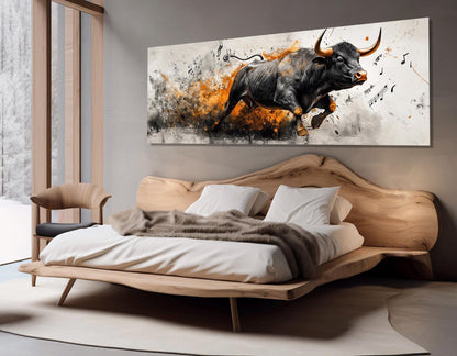 Charging Bull Canvas Print - Abstract Bull Artwork | Framed Canvas Wall Art, Ready to Hang
