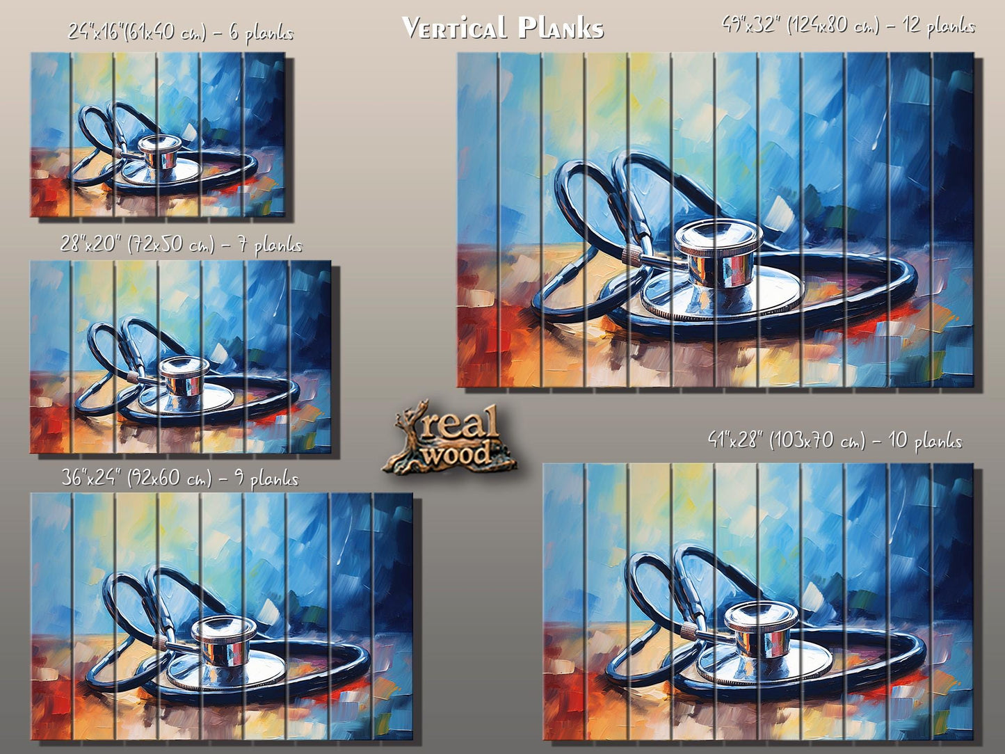 Stethoscope Wall Art – Wooden Medical Decor | Modern Hospital Wall Decoration