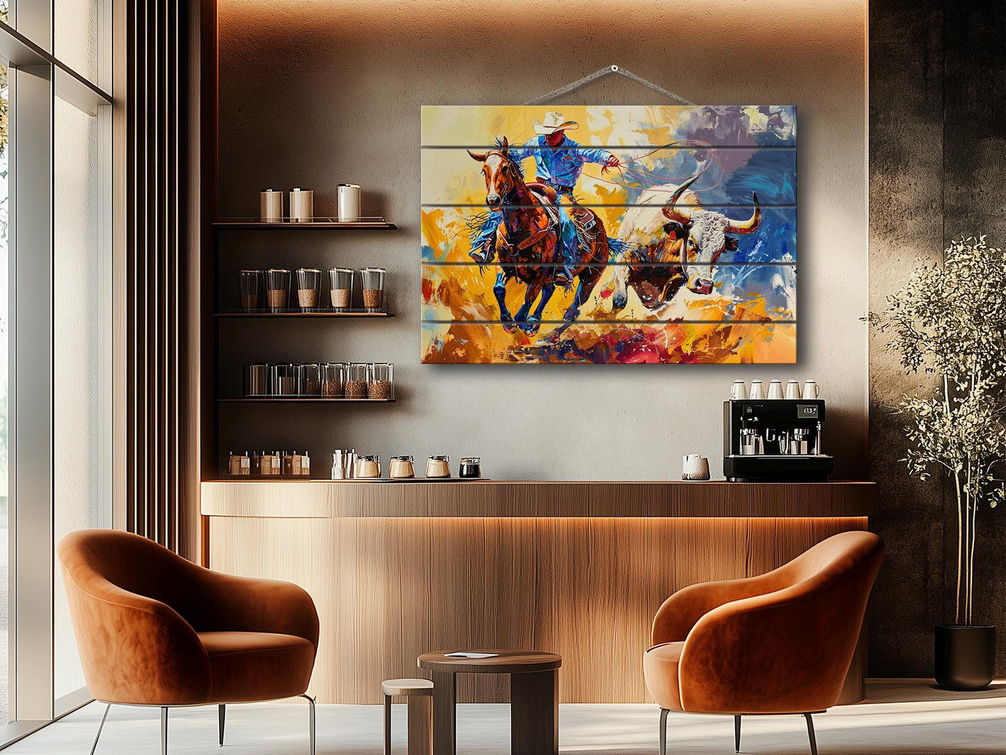Cowboy Wood Wall Art – Rustic Farmhouse Decor | Wooden Wall Art Plank Print