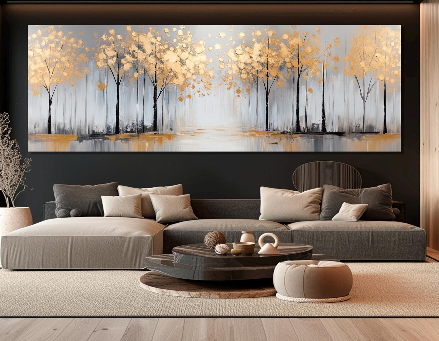 Golden Leaves Canvas | Luxury Autumn Wall Art on Gallery Wrapped Cotton Print