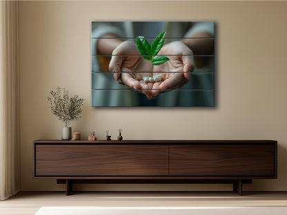Pharmacy Wall Art – Abstract Medicine Art Printed on Natural Wood Decor