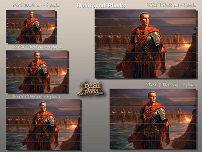 Julius Caesar Wood Print – Roman Wall Art | Crossing Rubicon Painting on Wood