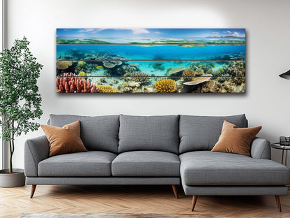 Ocean Wall Art - Rustic Wood Art Coral Reef Painting on Natural Wood Planks