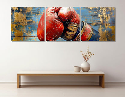 Boxing Wall Art – Retro Boxing Glove Painting on Gallery Wrapped Cotton Canvas Print