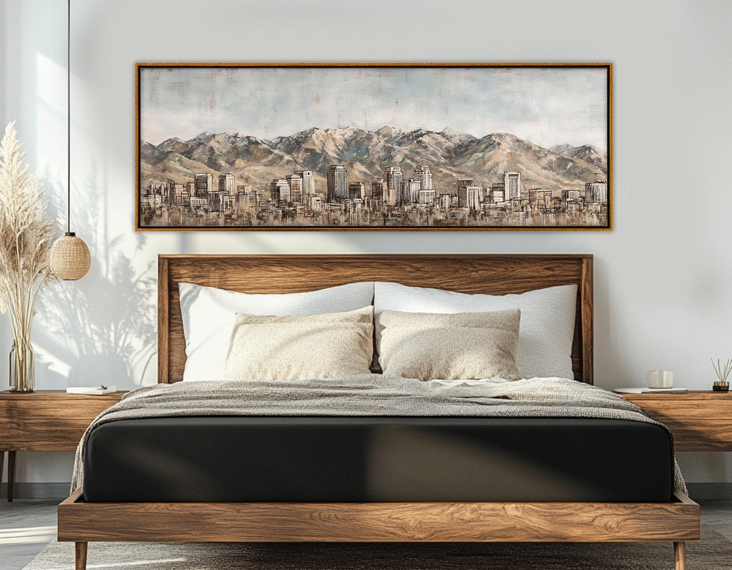 Salt Lake City Canvas Print – Rustic Skyline Wall Art | Framed Gallery Wrapped Canvas