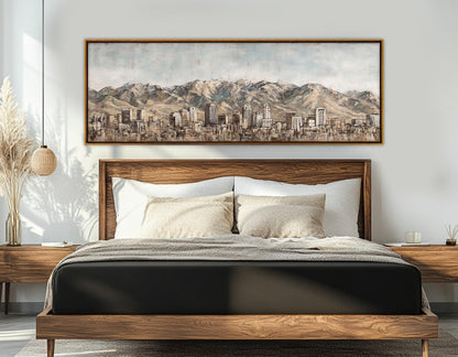 Salt Lake City Canvas Print – Rustic Skyline Wall Art | Framed Gallery Wrapped Canvas