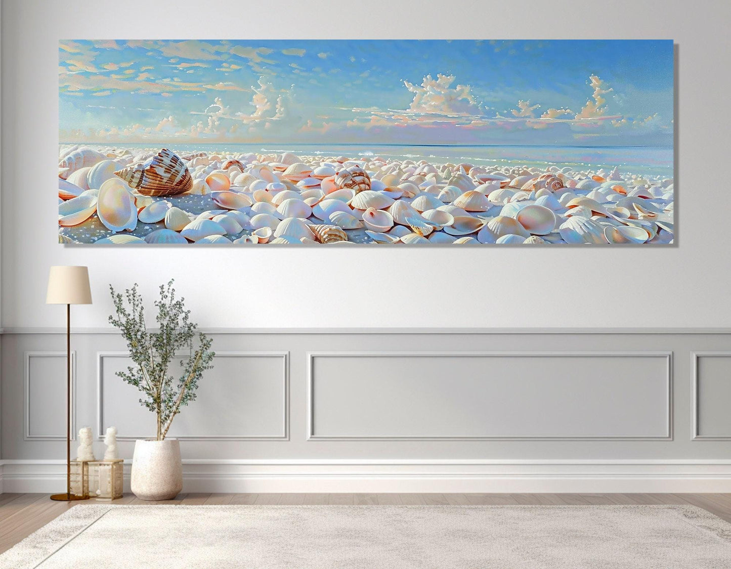 Beach Canvas Print – Framed Sea Shell Wall Art | Ready to Hang Scenic Coastal Artwork