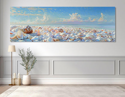 Beach Canvas Print – Framed Sea Shell Wall Art | Ready to Hang Scenic Coastal Artwork