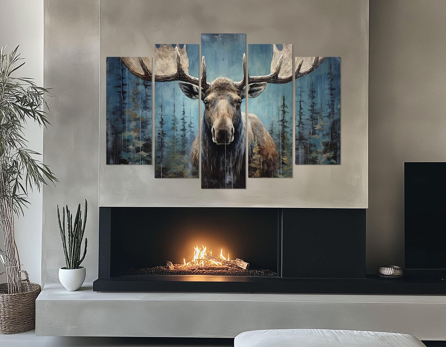 Rustic Moose Canvas Print – Framed Canvas Print | Ready to Hang Moose Wall Art