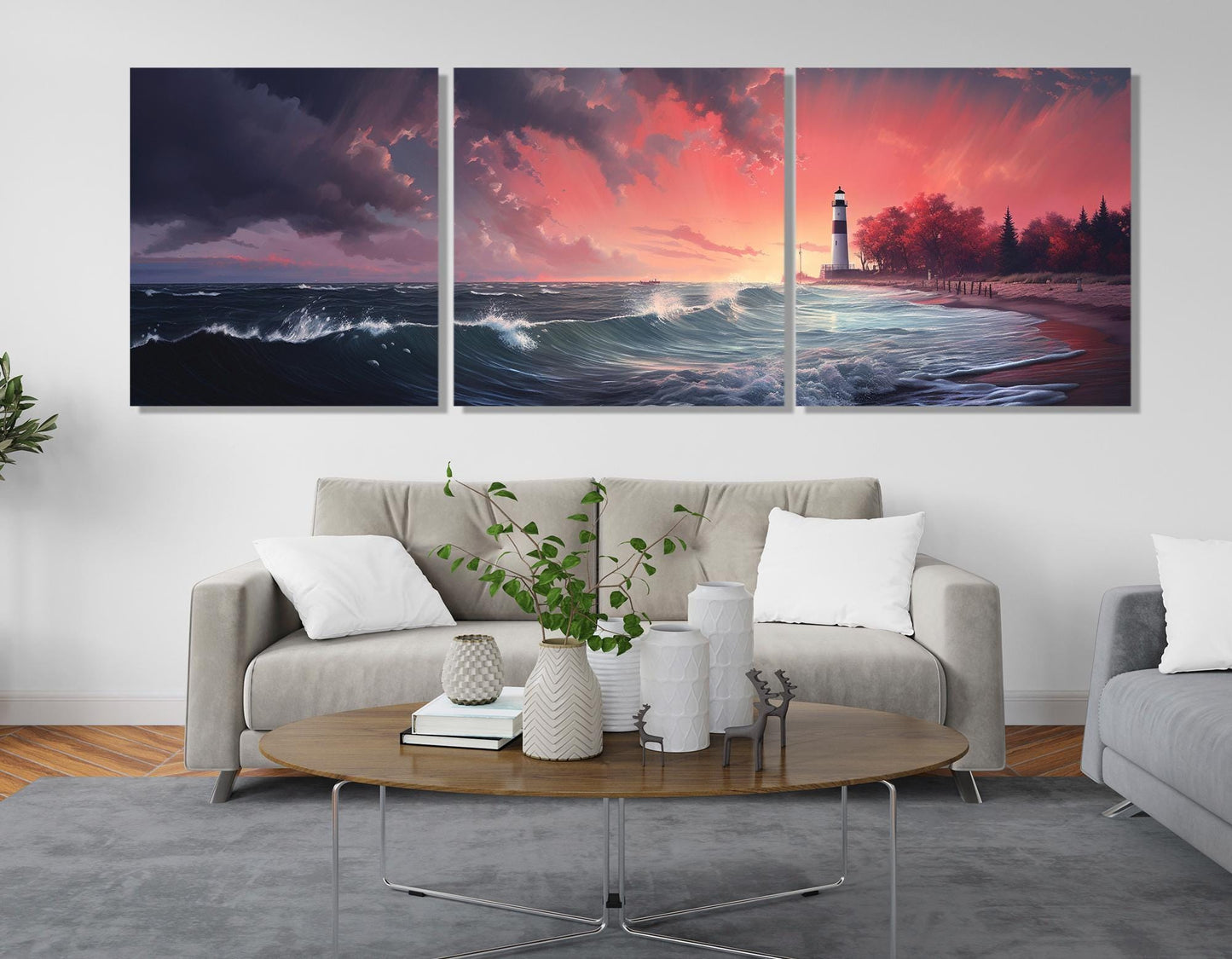 Michigan Lake Canvas Print – Scenic Lighthouse Wall Art | Framed & Ready to Hang
