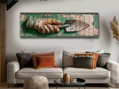 Rustic Garden Wall Art – Farmhouse Wall Decor With Garden Gloves & Trowel Print