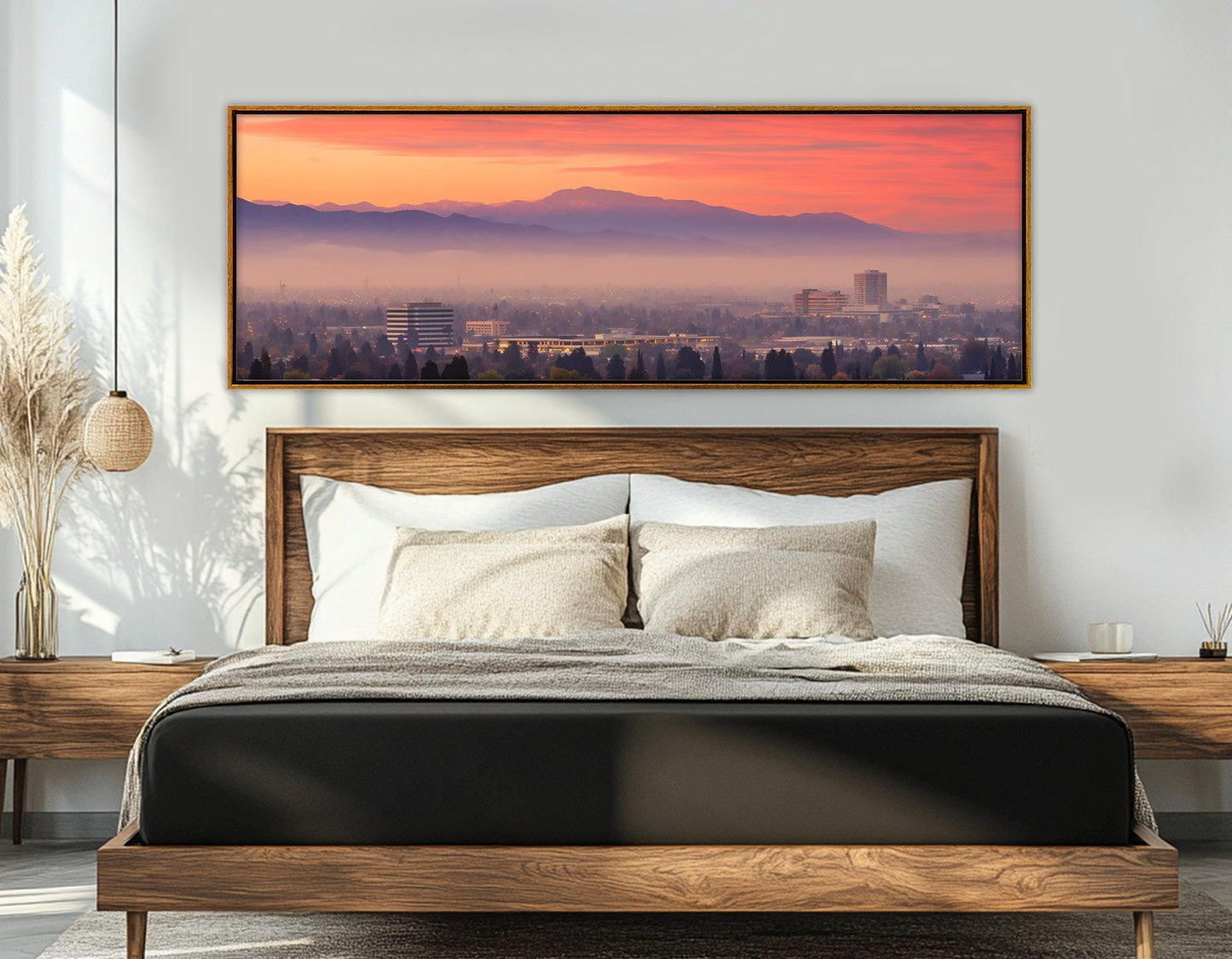 Fresno Sunset Canvas Print – Abstract Cityscape, Framed & Ready to Hang