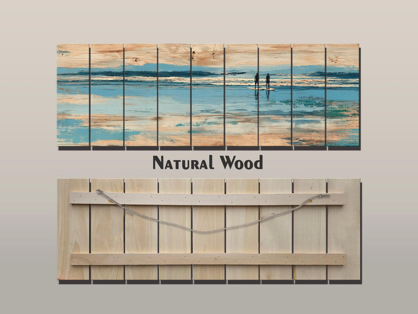 Paddleboard Wall Art – Nautical Coastal Wood Print with Ocean Paddleboard Art