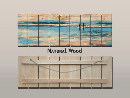 Paddleboard Wall Art – Nautical Coastal Wood Print with Ocean Paddleboard Art