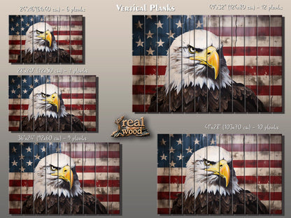 Rustic Patriotic Wall Art – Bald Eagle Wall Decor on Natural Wood Plank