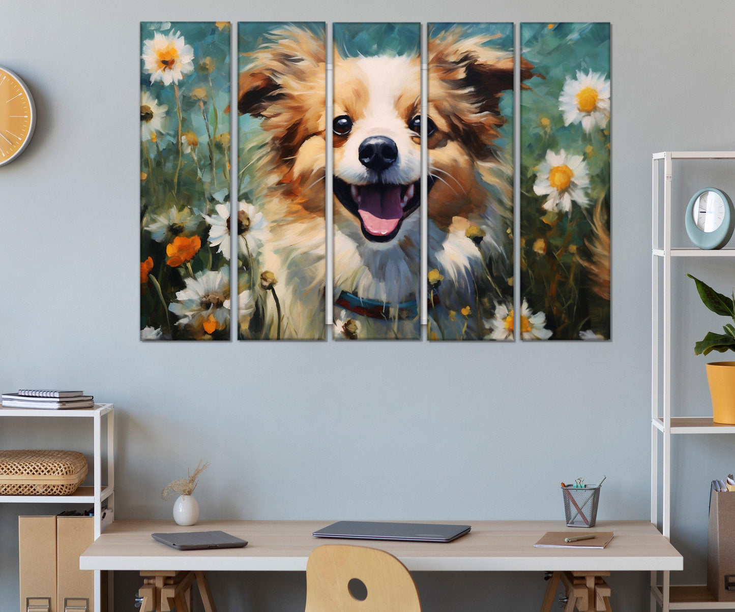 Puppy Canvas Print - Cute Puppy Painting on High Quality Cotton Canvas | Ready to Hang