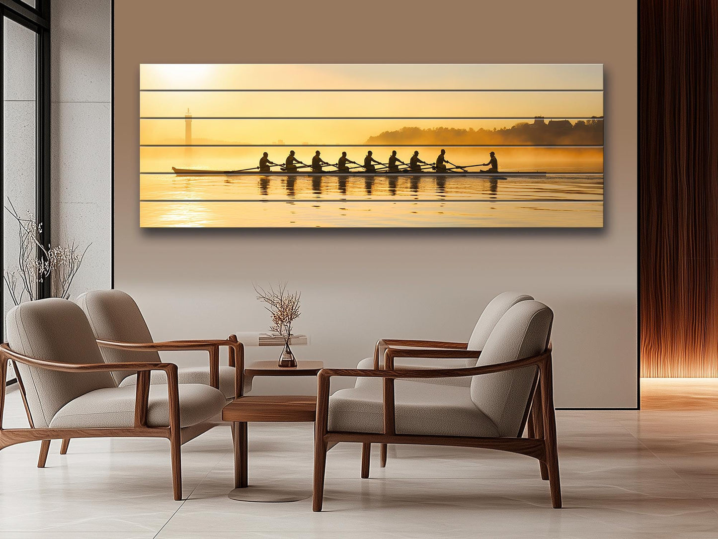 Rowing Wood Wall Art – Natural Wood Print Boating Art | Unique Rower Gift