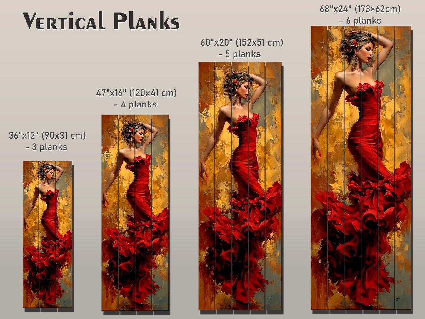Elegant Woman in Red Dress Print on Wood – Lady in Red Oil Painting Style