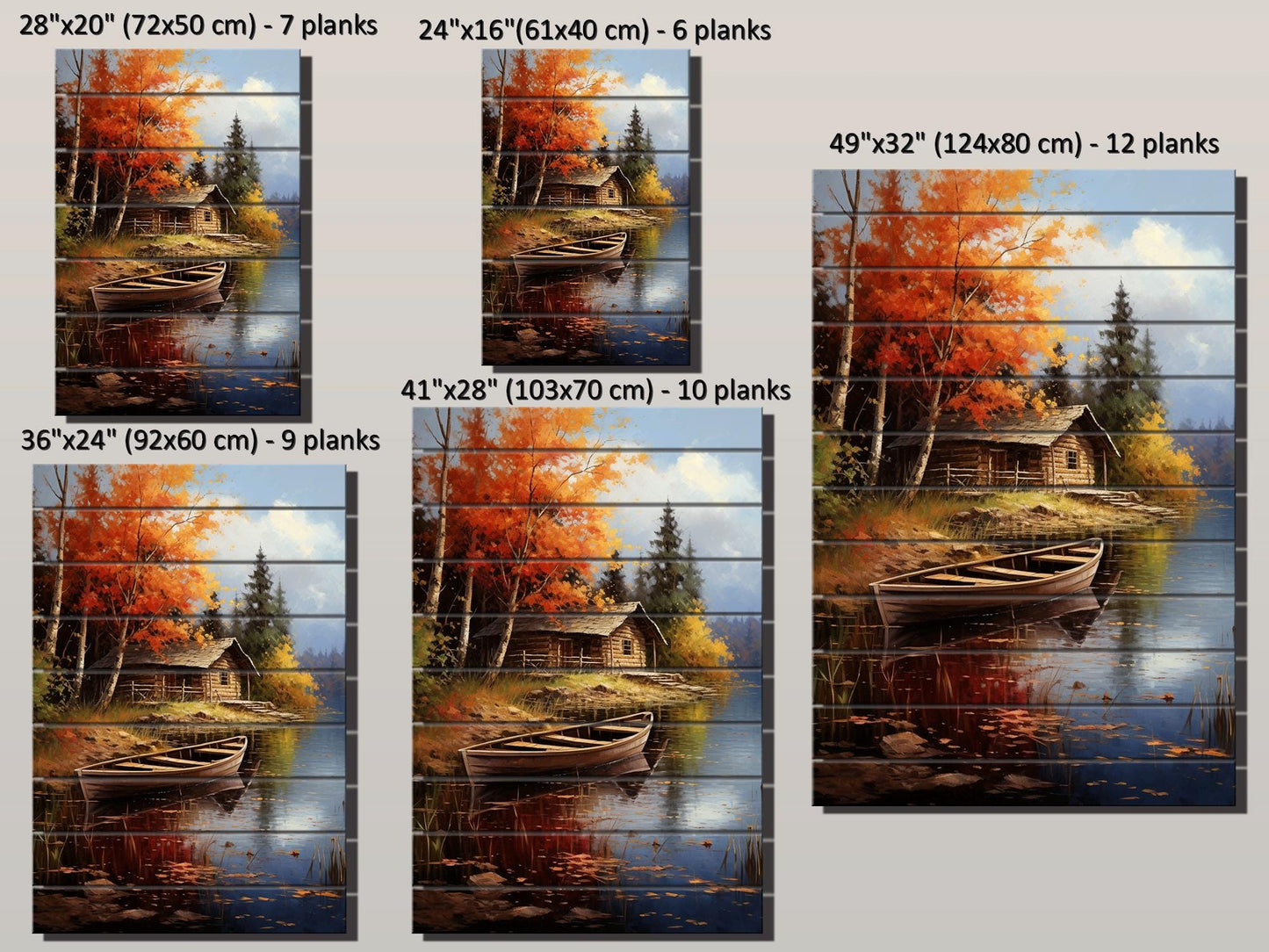 Rustic Cabin Wall Art – Autumn Landscape Print on Wood | Farmhouse Wall Decor