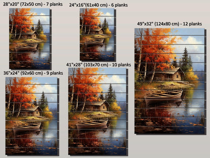 Rustic Cabin Wall Art – Autumn Landscape Print on Wood | Farmhouse Wall Decor