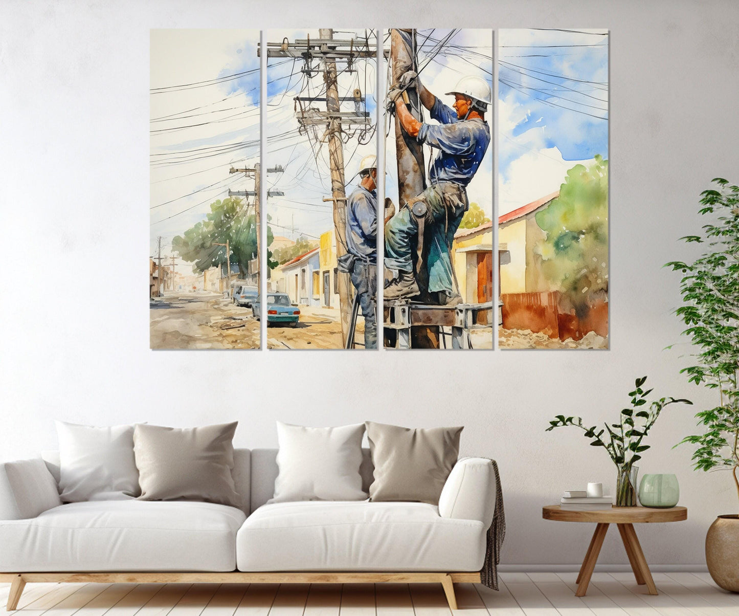 Electrician Wall Art – Vintage Electrician Canvas Print | Ready to Hang Framed Painting