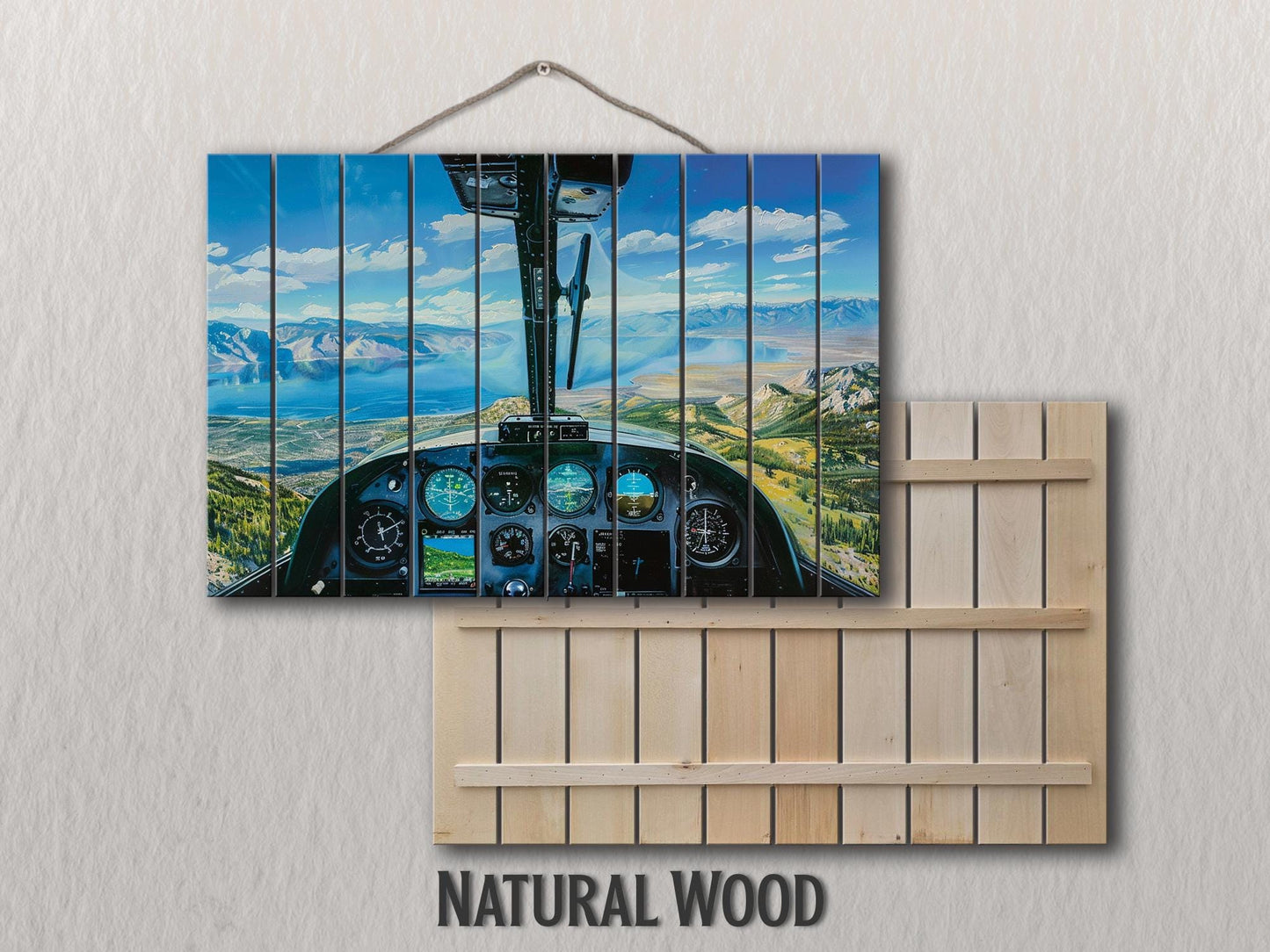 Airplane Cockpit Wall Art - Wood Wall Decor | Aircraft Cockpit Poster Print on Wood