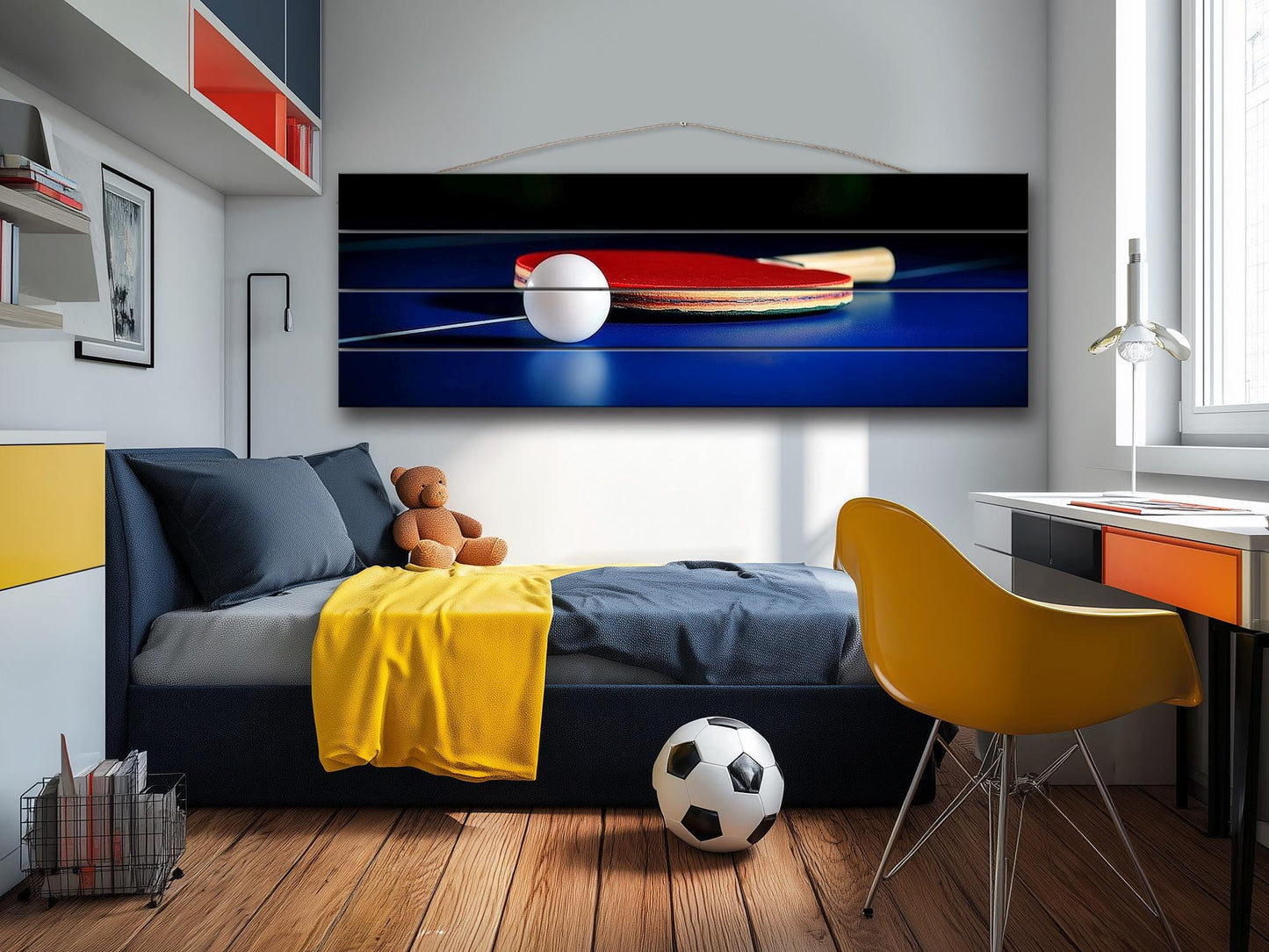 Table Tennis Wall Art – Natural Wood Print with Unique Wood Grain & UV Colors
