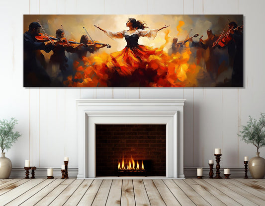 Latina Dancer Canvas Print – Vibrant Flamenco Dance Painting | Framed Canvas Art