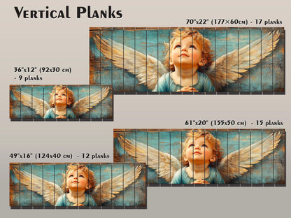 Christian Wall Art - Rustic Angel Painting on Natural Wood | Bible Wall Decor