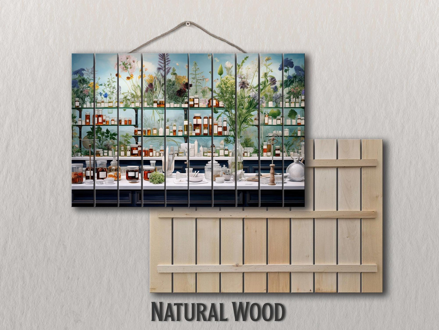 Pharmacy Wall Art - Rustic Wood Decor | Abstract Medicine Print on Wood
