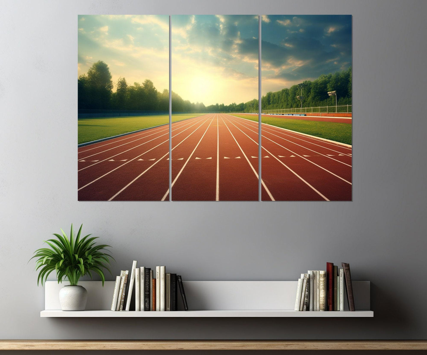 Running Track Canvas Print – Framed Cotton Art | Motivational Gym Wall Decor