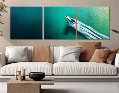 Aerial Seascape Canvas Print – Framed Cotton Canvas | Nautical Wall Art Ready to Hang