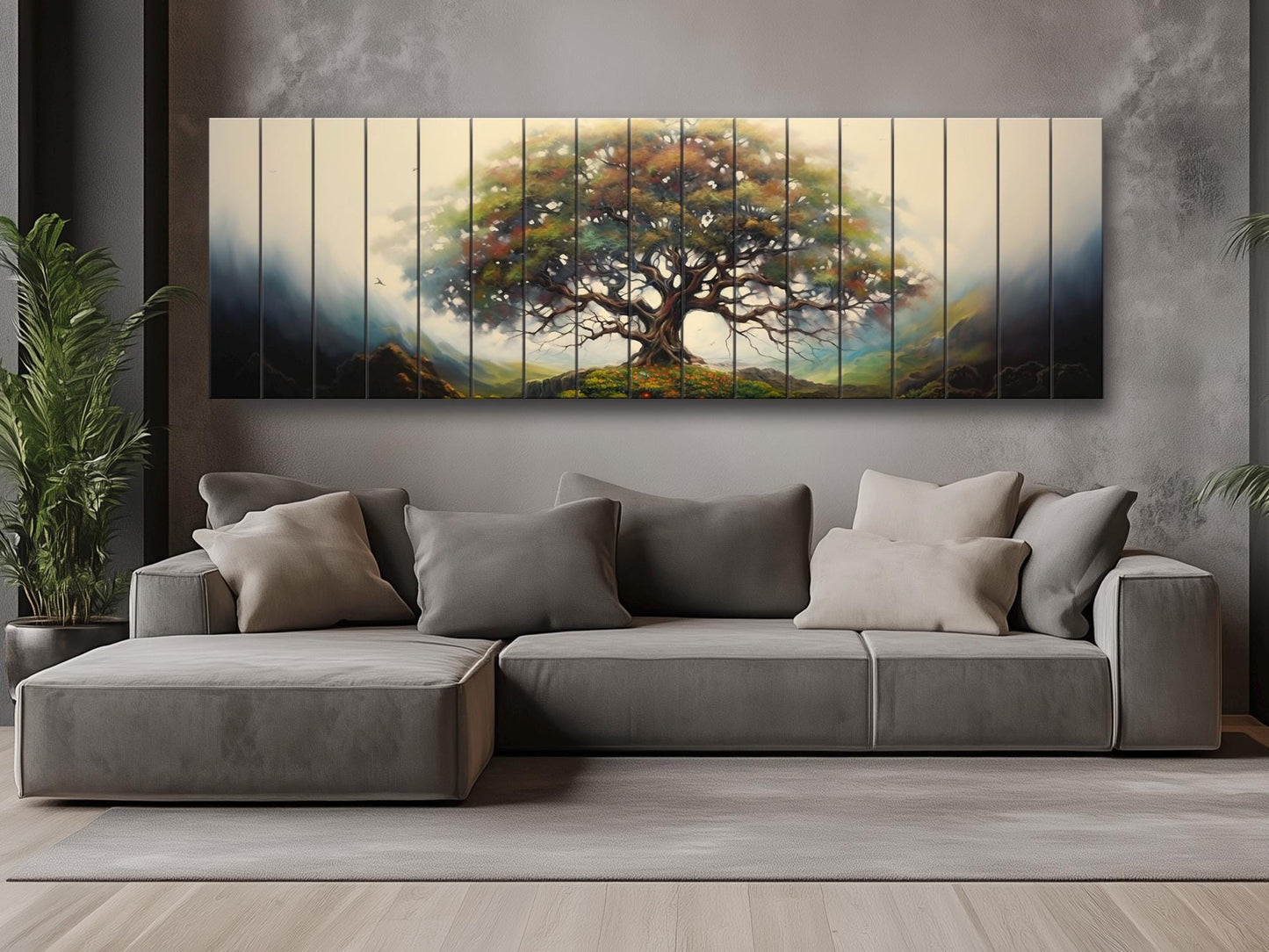 Yggdrasil Tree of Life Natural Wood Art - UV Printed Wood Plank Wall Decor