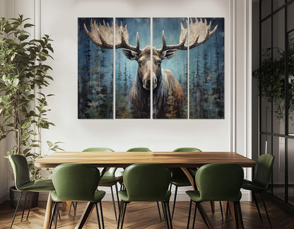 Rustic Moose Canvas Print – Framed Canvas Print | Ready to Hang Moose Wall Art