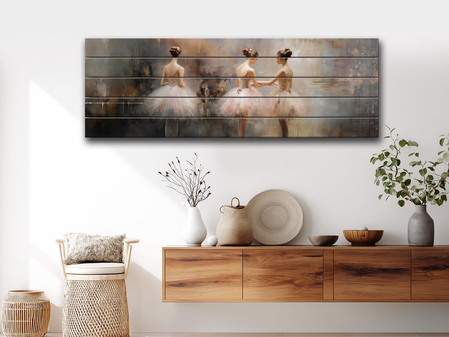 Wood Wall Art - Expressive Ballerina Print on Wood | Handcrafted Ballet Art Decor