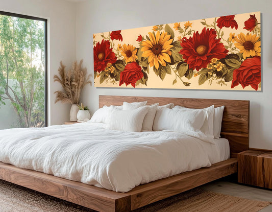 Sunflowers Canvas Print – Vintage Floral Art | Large Flower Poster, Rustic Wall Decor