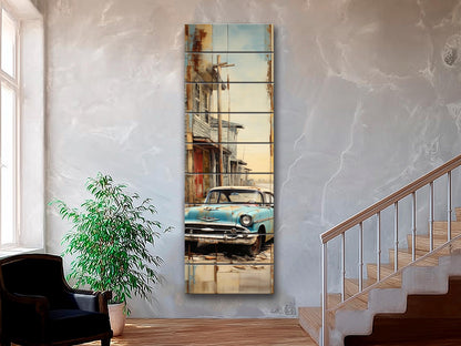 Vintage Cuba Print - Rustic Wood Wall Art on Natural Wooden Planks, Ready to Hang