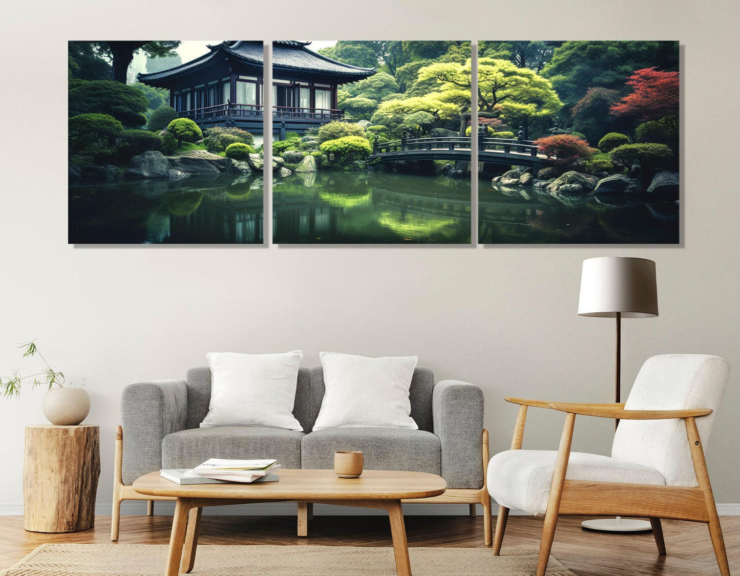 Japanese Garden Canvas Print – Large Panoramic Japan Wall Art | Ready to Hang Framed Canvas