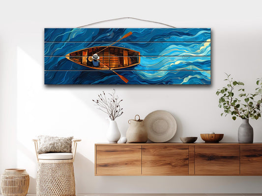 Wood Wall Art - Colorful Couple Print on Natural Wood Planks | Ready to Hang