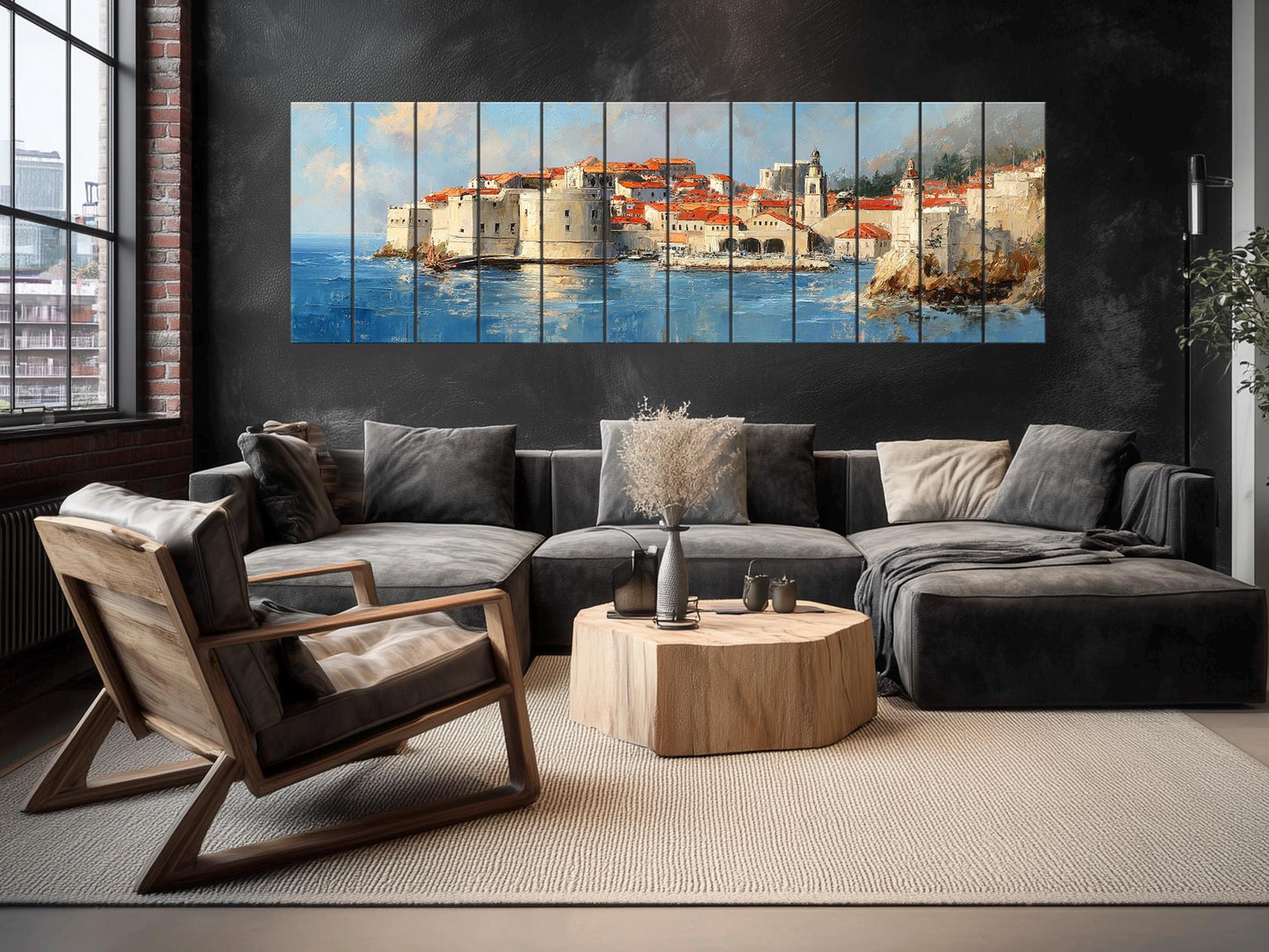 Dubrovnik Wood Print – Rustic Coastal Wall Art With Beige Sunlight Painting