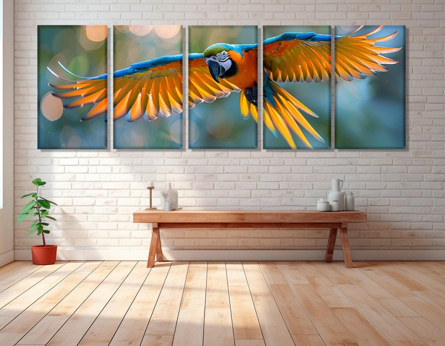Large Macaw Parrot Canvas Print, Parrots Wall Art, Parrot Canvas Art, Parrot Painting, Framed and Ready to Hang