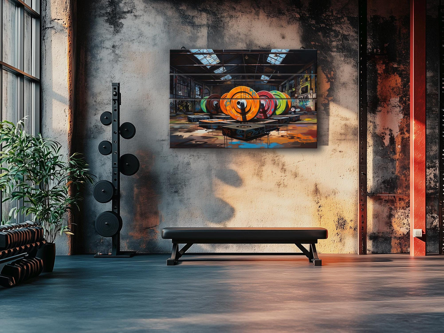 Fitness Wood Wall Art – Abstract Bodybuilding Print Wood Plank Art | Modern Gym Decor