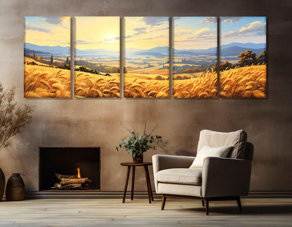 Wheat Field Canvas Print - Rustic Farm Wall Decor | Large Framed Artwork