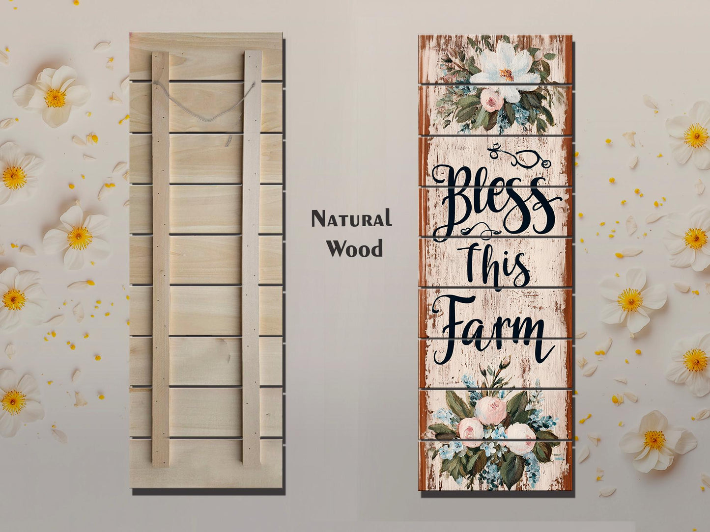 Rustic Wood Wall Art – Bless This Farm Sign | Farmhouse Wall Decor, Cozy Country Accent