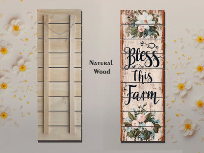 Rustic Wood Wall Art – Bless This Farm Sign | Farmhouse Wall Decor, Cozy Country Accent